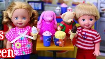 Frozen Kids Barbie Kelly Dolls Eat at DAIRY QUEEN at MiWorld Mall   Build A Bear & Elsa