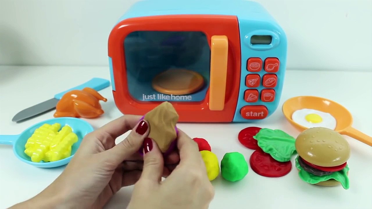 Just Like Home Microwave Oven Toy Play-Doh Kitchen Toy Cutting Food Cooking Playset Toy Videos