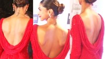 Deepika Padukone in a red full-sleeved gown At Filmfare Awards 2016 Red Carpet | Bollywood Girl Gossip