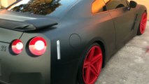 Plasti Dip Nissan GTR Matte Black w/Matt-Rote Felgen