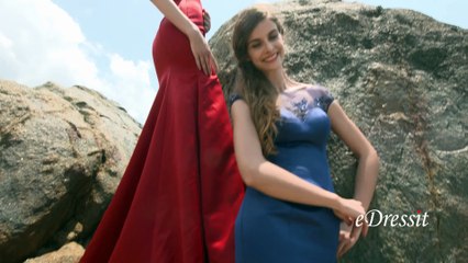 2 Cap Sleeves Embroidered Evening Dresses