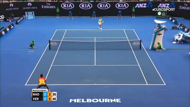 Rafael Nadal v. Fernando Verdasco Match Point 2016 Australian Open HD
