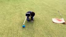 This kid hates loosin at Golf! Hilarious toddler Reaction to Missed Putt