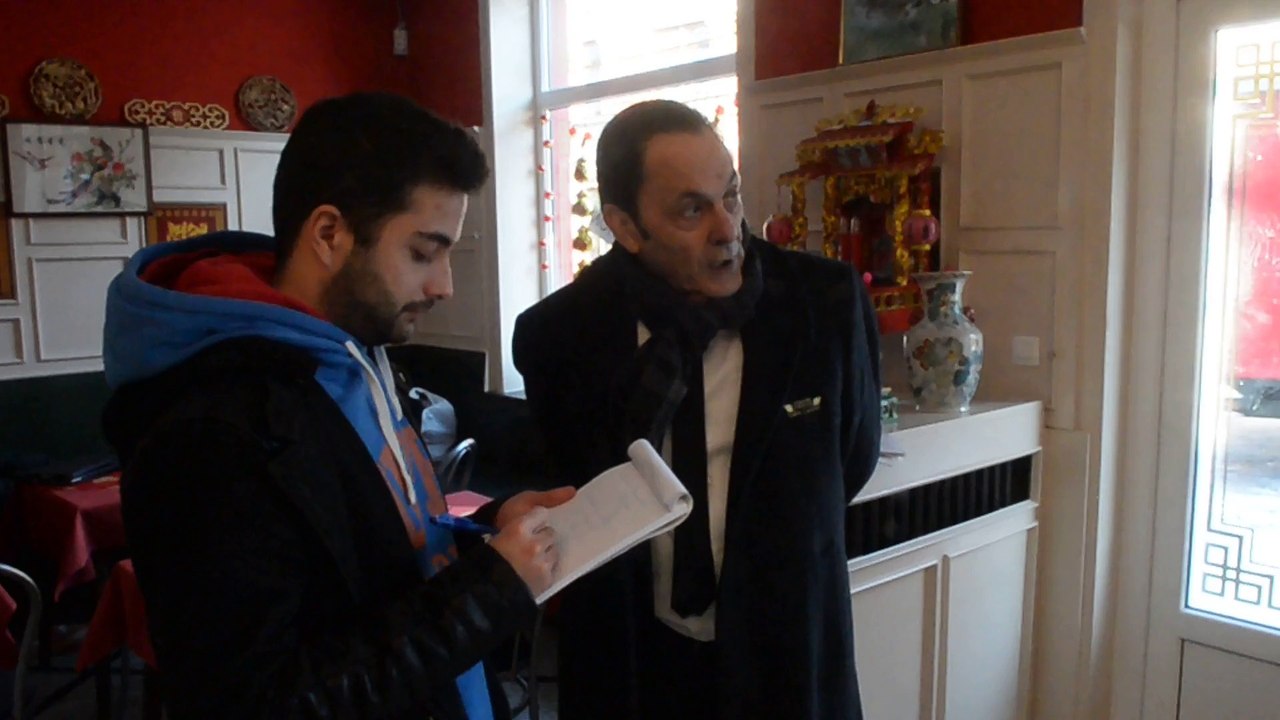 Jean-Pierre Bacri à Jemappes sur le tournage du film "Les affaires reprennent"