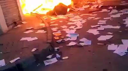 حرق مقر حركة نداء تونس بالقصرين
