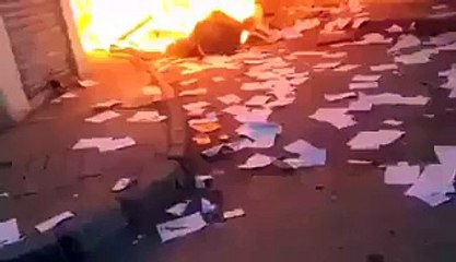 حرق مقر نداء تونس بالقصرين رغم الإعلان عن حضر التجول