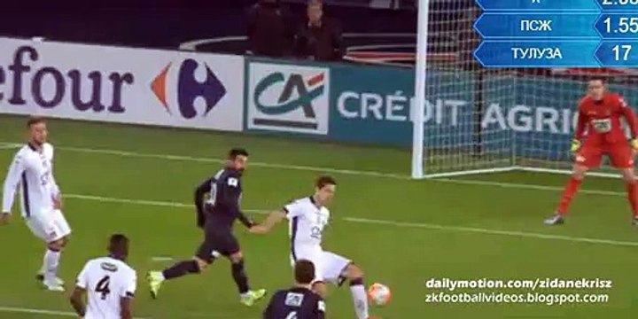 David Luiz GOAL (1:) Paris Saint Germain vs Toulouse 19_01_2016