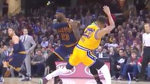 LeBron James Shoves Stephen Curry To Floor In Warriors Rout of Cavs