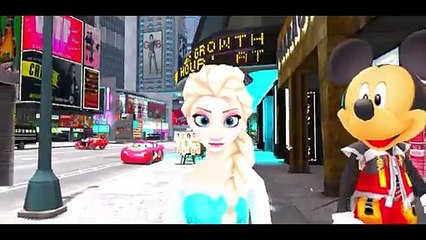 Elsa The Snow Queen Disney Frozen Mickey Mouse are playing with Pixar Lightning McQueen Ca