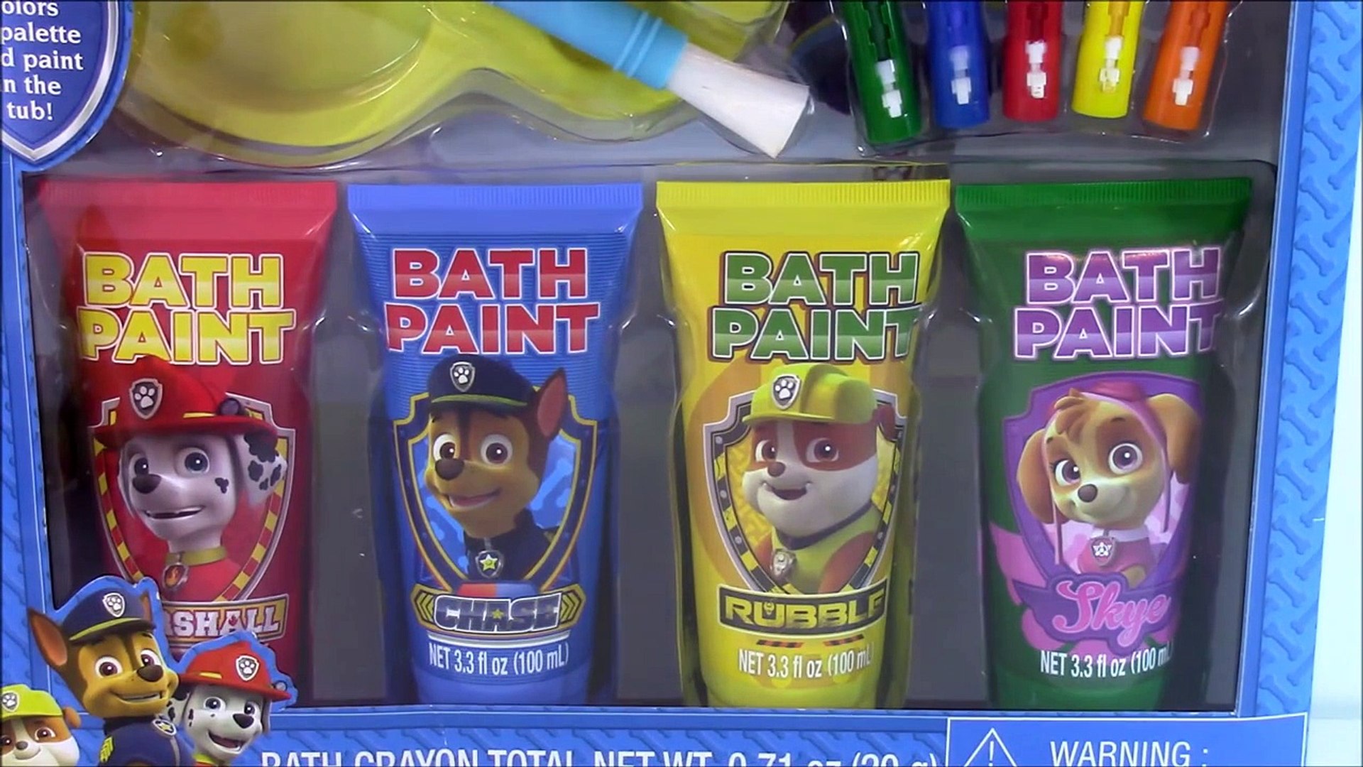 Paw Patrol Bath Time Paint Set! Paint Rubble Chase Rocky Skye Marshall!  Bubble Bath! - video Dailymotion