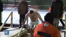 RAW Russians take icy water bath to celebrate Orthodox Epiphany  2016