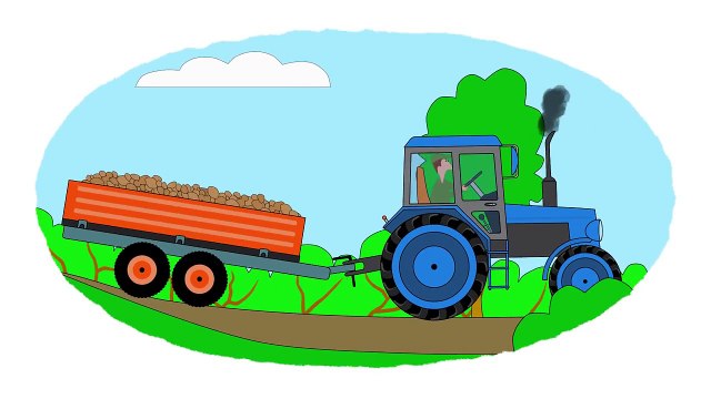 Мультик - Раскраска. Учим Цвета - Мультики про машинки - Тракторы - Часть 1