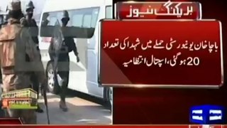 Imran Khan talks to media before leaving for Charsadda.