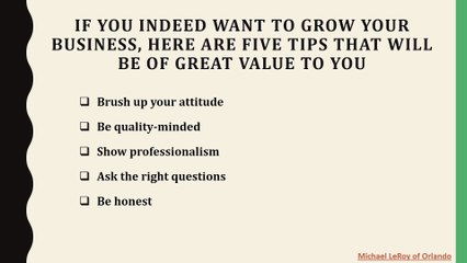 Michael LeRoy of Orlando - Five Secrets Every Businessperson Ought to Know