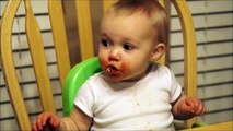 Baby sneezing spaghetti! So cute little girl