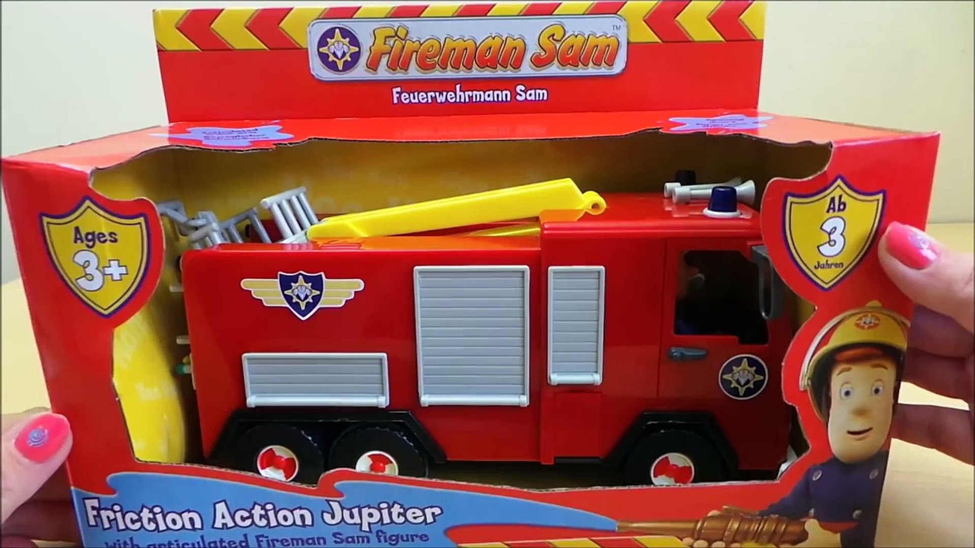 Latest Fireman Sam Feuerwehrmann Sam Jupiter Friction Powered Toy Fire Engine Unboxing