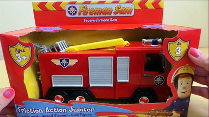 Latest Fireman Sam / Feuerwehrmann Sam + Jupiter Friction Powered Toy Fire Engine Unboxing