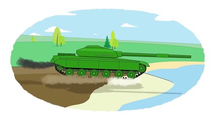 Мультик - Раскраска. Учим Цвета - Военная техника: бронетранспортер, танк, катер