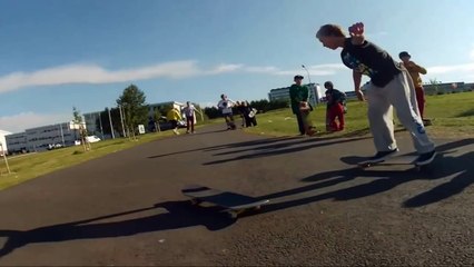 People are Awesome Kid backflips from one skateboard to another!