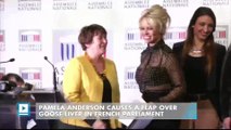 Pamela Anderson causes a flap  over goose liver in French Parliament 