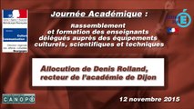 Allocution du recteur Denis Rolland, journée académique des enseignants délégués auprès des équipements culturels, scientifiques et techniques.