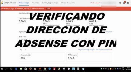 Verificar dirección de adsense(Check direction of ADSENSE)