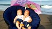4 Month Twin Babies Enjoy Beach, Last Day Of 201