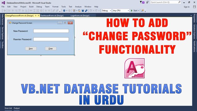 P(7) VB.NET Access Database Tutorials In Urdu - How to Add Change Password Functionality