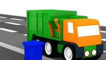 Çizgi Film Dört araba Geri dönüşüm çöp kamyonu (RECYCLING TRUCKS)