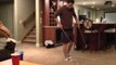 Guy Juggles Ping-Pong Ball With Three Golf Clubs