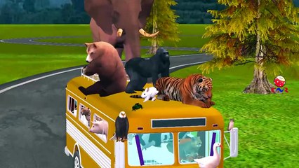 Animals Cartoons For Children Singing Wheels On The Bus Go Round And Round Children Nurser