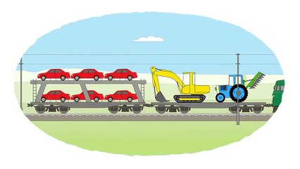 Раскраска - Мультик про паровозики и большие поезда