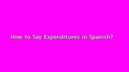 How to say Expenditures in Spanish