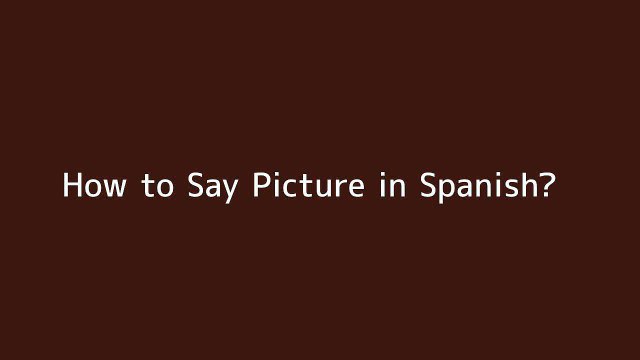 How to say Picture in Spanish