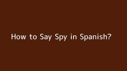 How to say Spy in Spanish