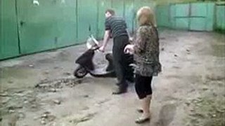 Drunk girl and scooter   Funny Video Russia - Fail 2015