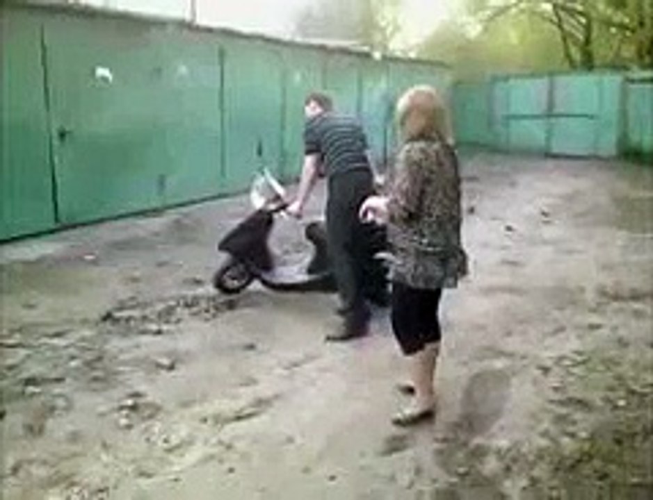 Drunk girl and scooter   Funny Video Russia - Fail 2015