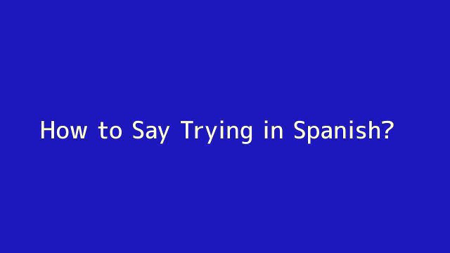 How to say Trying in Spanish