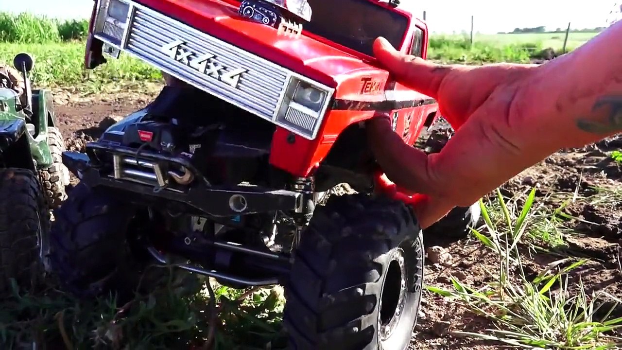 RC ADVENTURES - Backyard MUD Bog - Three 4x4 Scale Trail Trucks in a Mud Bath - 1/10 scale
