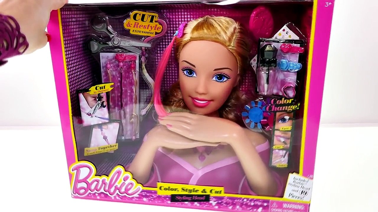 Barbie Color Changer Nails, Eyes & Lips! Life Size Barbie Haircut and Styling Head