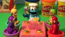 Play Doh Teletubbies and The Cookie Monster Chef , he makes them Lasagna and Garlic Bread