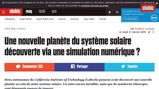 Une neuvième planète pour notre système solaire ?