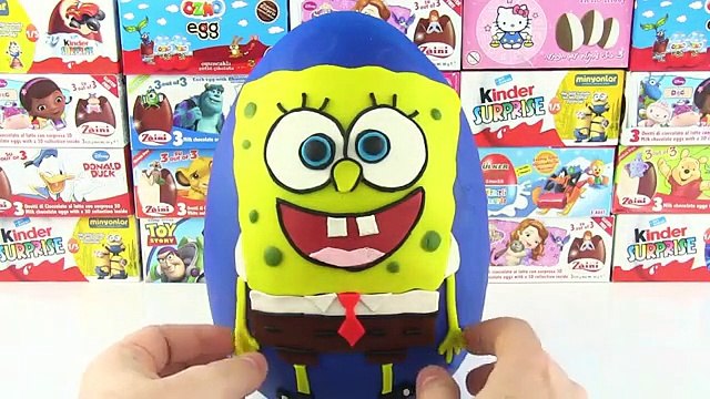 Sünger Bob DEV Sürpriz Yumurta Açma Oyun Hamuru Minecraft Zelfs Ben 10 Oyuncakları (Trend Videolar)