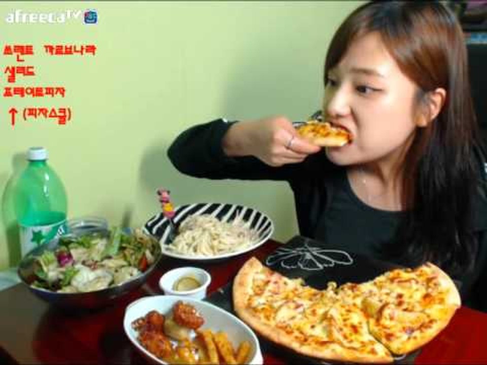 터민 쏘렌토 까르보나라+샐러드&피자스쿨 포테이토피자 먹방