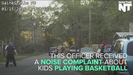 Police Officer Plays Basketball With Kids
