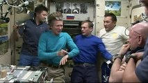 Expedition 44/Visiting Soyuz Crew Bids Farewell to Space Station