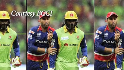 Oh No! Chris Gayle Hits Yuvraj Singh With His Bat
