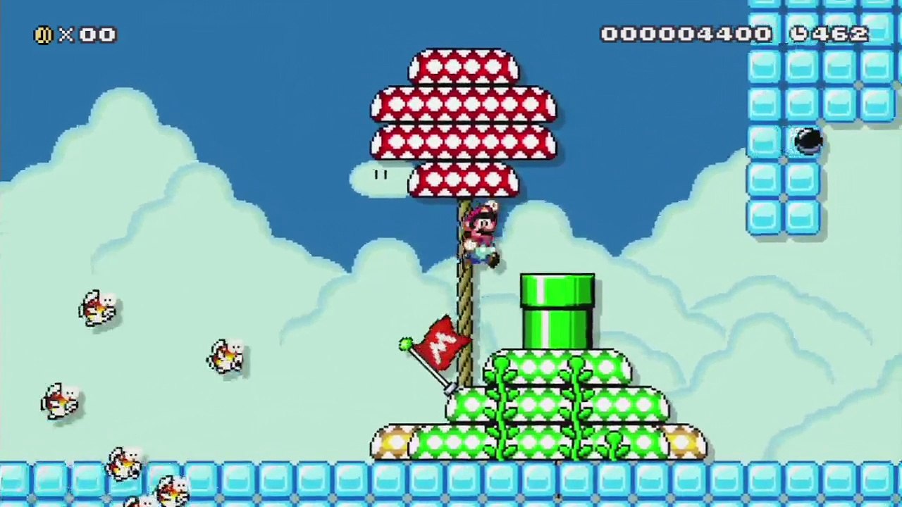 Super Mario Maker - Viewer Levels - Name: "Mario on the Sea(Dont touch Ice)" - ID: 9EBA-0000-019F-BEA5