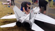 Worlds Largest Mig 2rRC Scale Twin Turbine Jet Powered model airplane Starting Up  Hobby And Fun