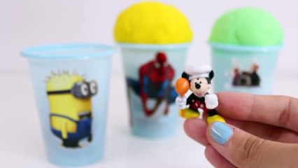Play-Doh Ice Cream Cone Surprise Eggs Minions Spiderman Frozen